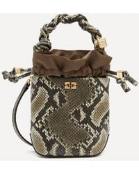 Ganni - Snake Mini Bou Bucket Bag - Lyst