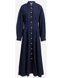 FRAME - Nipped Rigid Denim Maxi Dress - Lyst