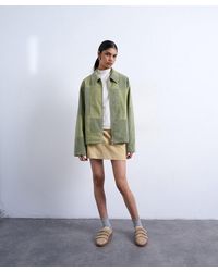 TOPSHOP - Faux Leather Patchwork Suede Zip Jacket - Lyst
