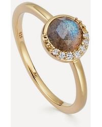 Astley Clarke - 18Ct-Plated Vermeil Luna Labradorite Ring - Lyst