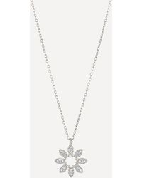 Dinny Hall - 14ct White Gold Diamond Jasmine Flower Pendant Necklace - Lyst