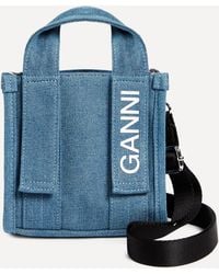 Ganni - Women's Mini Tech Denim Tote Bag One Size - Lyst