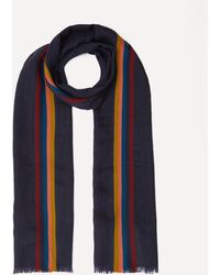 Paul Smith Wool Artist Stripe Scarf Colour: in Black Blue Mens Scarves and mufflers Paul Smith Scarves and mufflers for Men 