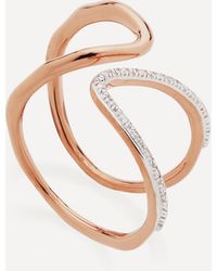 Monica Vinader 18ct Rose Gold Plated Vermeil Silver Riva Open Wrap Ring - Metallic