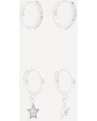 Estella Bartlett Silver-plated Twinkle Huggie Hoop Earrings - White