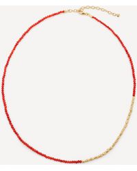 Monica Vinader - 18ct Gold-plated Vermeil Silver Mini Nugget Gemstone Beaded Necklace One Size - Lyst