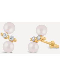 Dinny Hall - 14ct Gold Shuga Double Pearl And Diamond Stud Earrings - Lyst