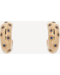 Liberty 9ct Gold Handmade Ianthe Star Blue Sapphire Hoop Earrings - Metallic