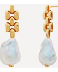 Monica Vinader X Doina 18ct Gold Plated Vermeil Silver Baroque Pearl Chain Drop Earrings - Metallic