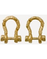 Alex Monroe - 22Ct-Plated Aged Boatyard Link Stud Earrings - Lyst