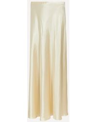 Alberta Ferretti - Glossy Satin Long Skirt - Lyst