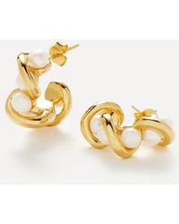 Missoma - 18Ct-Plated Molten Pearl Twisted Mini Double Hoop Earrings - Lyst