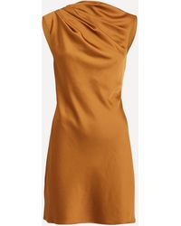 Significant Other - Women's Annabel Bias Gold Satin Mini-dress 12 - Lyst