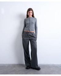 TOPSHOP - Knitted Covered Button Cardigan - Lyst