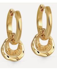 Astley Clarke - 18Ct-Plated Vermeil Raye Charm Huggie Hoop Earrings - Lyst