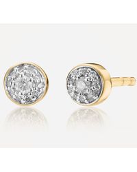 Monica Vinader - Gold Plated Vermeil Silver Fiji Tiny Diamond Button Stud Earrings - Lyst