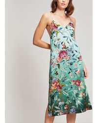 Liberty Desert Rose Silk Satin Long Chemise - Green