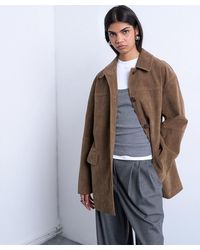 TOPSHOP - Premium Real Suede Patch Pocket Boxy Jacket - Lyst