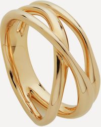 Monica Vinader Gold Plated Vermeil Silver Nura Cross Over Ring - Metallic
