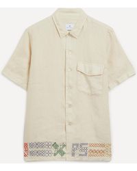 PS by Paul Smith - Mens Cross-stitch Beige Linen Shirt - Lyst