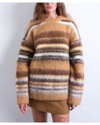 TOPSHOP - Knitted Fluffy Stripe Jumper - Lyst