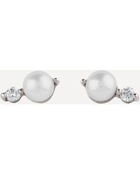 Dinny Hall - 14ct White Gold Shuga Double Pearl Diamond Stud Earrings One - Lyst