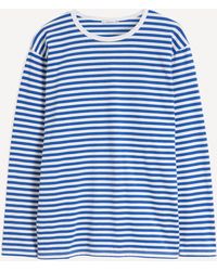 Nanamica Coolmax Striped Jersey T-shirt - Blue