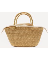 Muuñ Panier Woven Straw And Cotton Basket Tote Bag - Natural