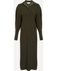 Victoria Beckham - Long Sleeve Polo Collar Midi Dress - Lyst