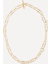 Hillier Bartley Gold Plated Vermeil Silver Crystal Toggle Paperclip Chain Necklace - Metallic