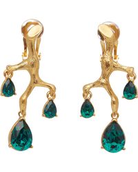 Oscar de la Renta Branch Crystal Earrings - Green