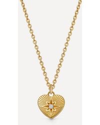 Astley Clarke - 18Ct-Plated Vermeil Biography Heart Pendant Necklace - Lyst