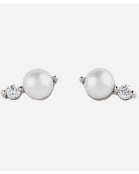 Dinny Hall - 14ct White Gold Shuga Double Pearl Diamond Stud Earrings - Lyst