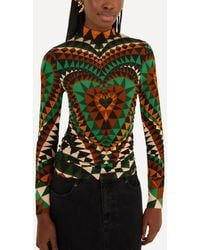 FARM Rio - Heart Deco Ruched Waist Jersey Blouse - Lyst