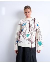 TOPSHOP - Premium Knitted Oversized Embroidered Jumper - Lyst