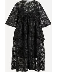 Ganni - Women's Black Ribbon Tulle Midi Dress 16 - Lyst