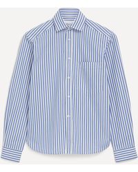 With Nothing Underneath - Women's The Classic Poplin Royal Blue Stripe Shirt 12 - Lyst