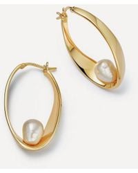 Astley Clarke - 18Ct-Plated Vermeil Floe Pearl Hoop Earrings - Lyst