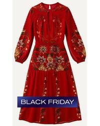 FARM Rio - Berry Garden Long-Sleeve Pleated Maxi Dress - Lyst