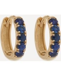 Andrea Fohrman - 14ct Gold Chubby Blue Sapphire Pave Huggie Hoop Earrings One Size - Lyst