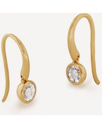 Monica Vinader - 18ct Gold-plated Vermeil Silver Diamond Essential Wire Drop Earrings - Lyst