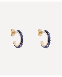 Liberty 9ct Gold Pepper Blue Sapphire Hoop Earrings - Metallic