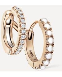 Maria Tash - 14Ct 8Mm Pearl And Diamond Double Linked Eternity Hoop Earring Right - Lyst