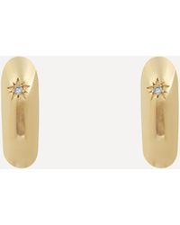 Liberty 9ct Gold Handmade Ianthe Star Single Diamond Hoop Earrings - Metallic