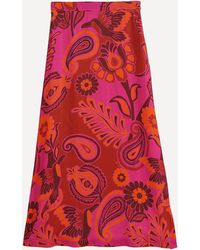 FARM Rio - Women's Pink Bold Floral Satin Maxi-skirt Xs - Lyst