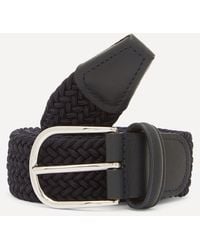 Anderson's - Leather Trimmed Elasticated Woven Belt - Lyst