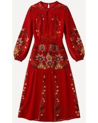 FARM Rio - Berry Garden Long-Sleeve Pleated Maxi Dress - Lyst