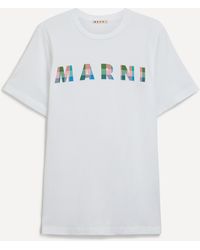 Marni - White Cotton Gingham Logo T-shirt 40/50 - Lyst
