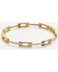 Monica Vinader - 18Ct-Plated Vermeil Diamond Signature Link Skinny Bangle Bracelet - Lyst