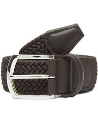 Andersons Leather Trimmed Elasticated Woven Belt - Brown